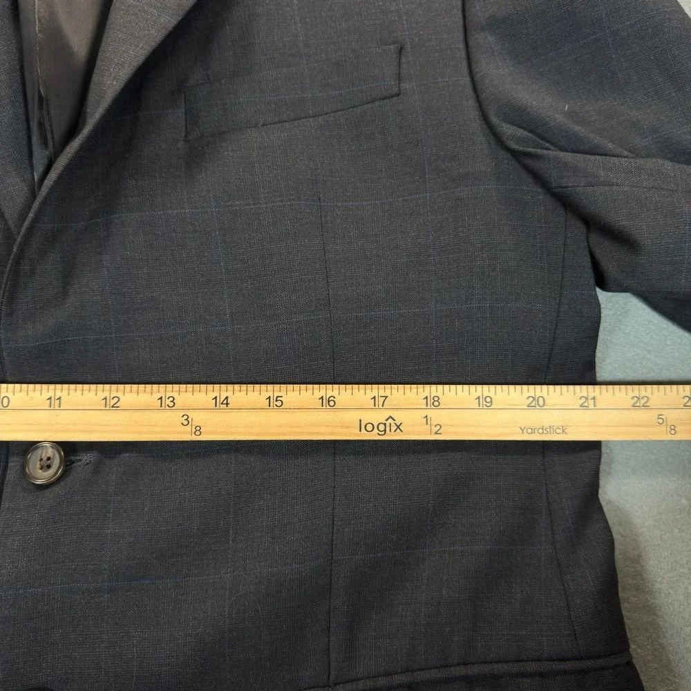 Lauren Ralph Lauren Mens 44R Navy Blue Windowpane 100% Wool Blazer Sport Coat